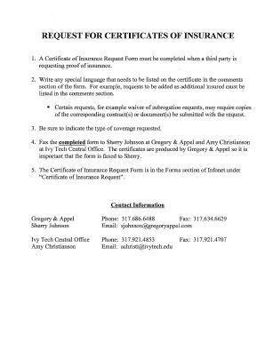 Request for Certificate of Passing the Insurance Commission .